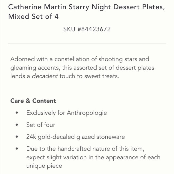 LAST SET 🔥24K Gold Plates Catherine Martin x  Anthropologie black and gold - Picture 5 of 12